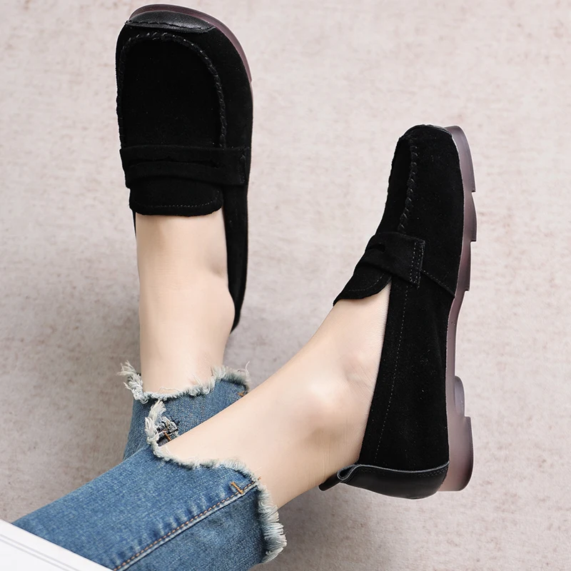 GKTINOO 2024 Fashion Women Shoes Genuine Leather Loafers Women Casual Shoes Soft Comfortable Mom Shoes Women Flats Non-slip