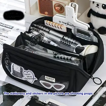 大容量鉛筆盒,多層文具袋,桌上文具收納袋,大容量文具盒,手提式 8 最佳銷售 淡紫色袋子 - №2