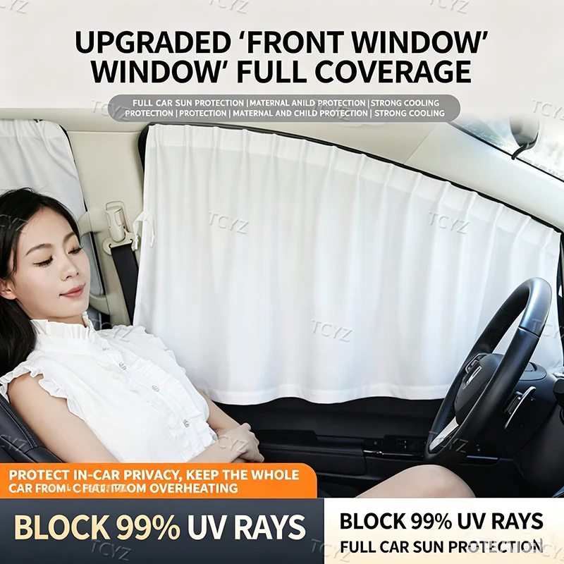 For Tesla Model Y L 2026 6-Seats Ice Crystal Car Curtain Side Window Privacy Sunshade&Front Rear Windshield SideSun Shade Cover