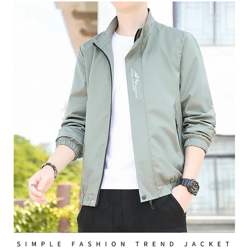 Breathable Comfortable Roupas Masculinas High Quality Zipper Men Clothing Solid Color Spring Autumn Stand Collar Outdoor Jacket