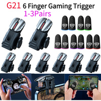 1-3Pairs G21 Mobile Phone Game Trigger Gamepad Joystick 6 Finger Aim Shooting L1 R1 Key Button Game For PUBG Game Controller