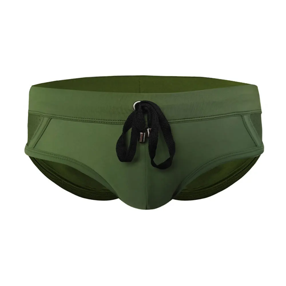 2026Men's new wide-edge belt swimming trunks mesh splicing breathable swimming trunks foreign trade solid color UXH001