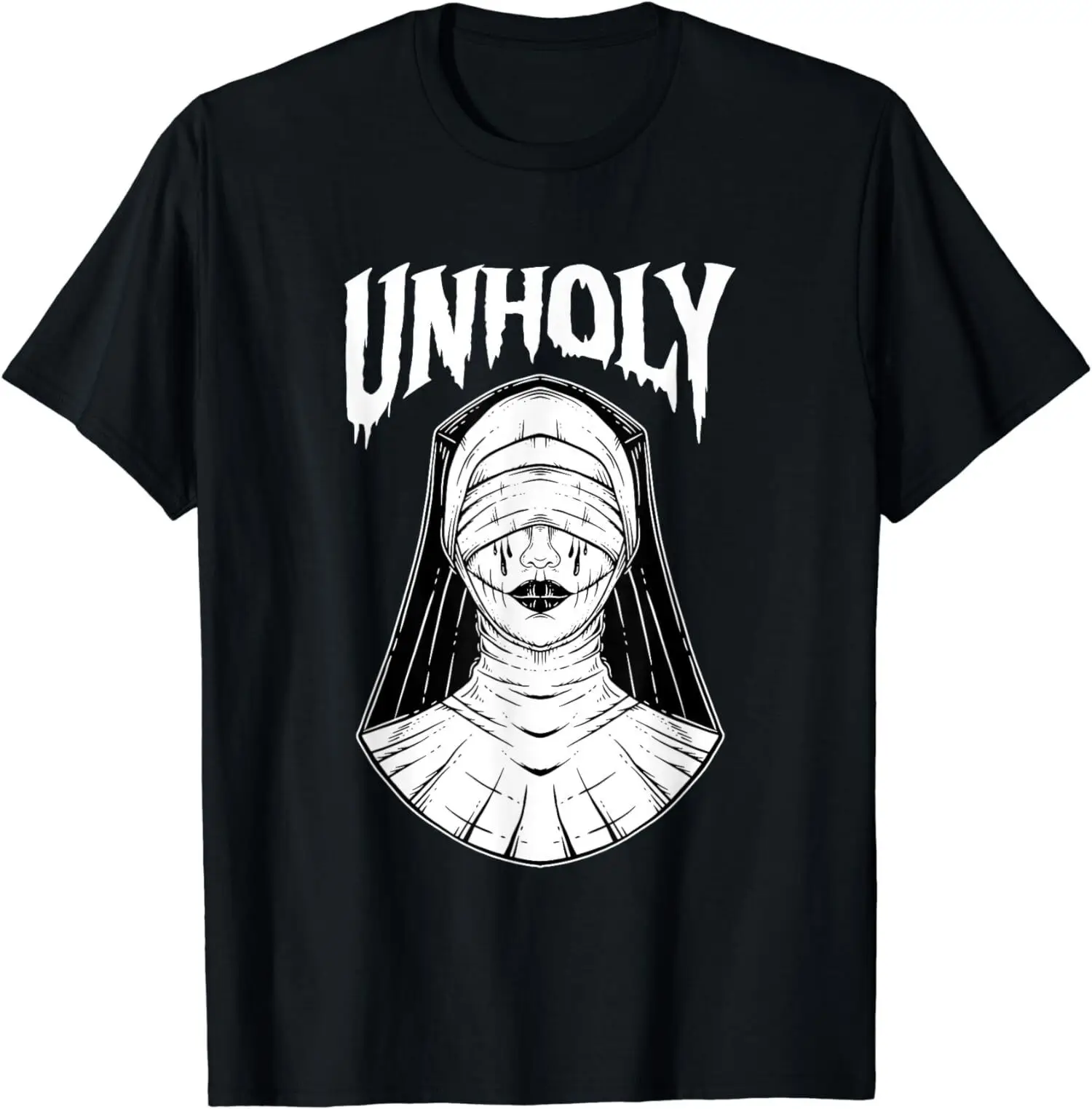 Horror Unholy Nun Occult Gothic Dark Humor Tee T-Shirt S-3XL