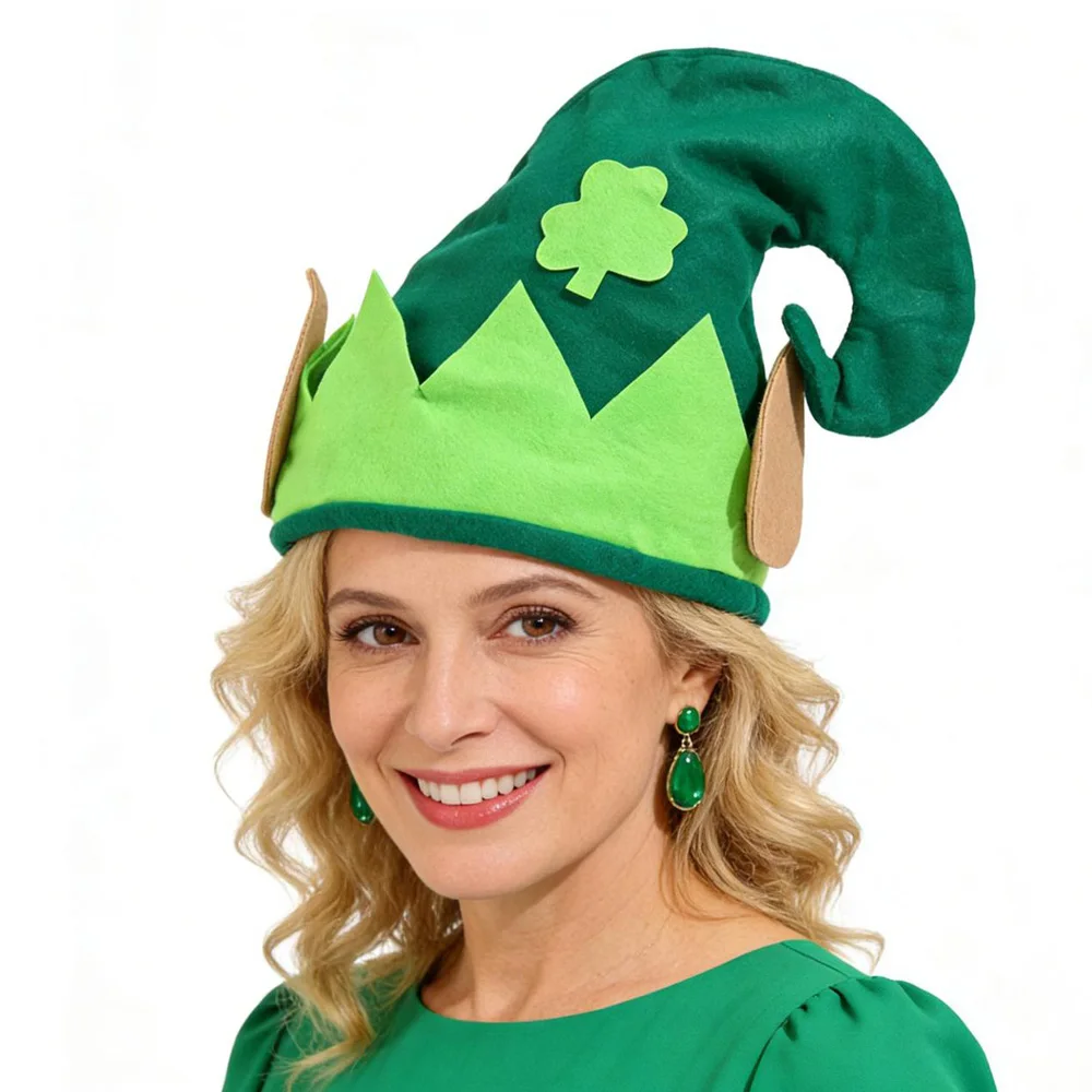 Festival irlandês dia de são patrício chapéu verde cosplay irlanda três folhas trevo elfo headpiece boné carnaval festa traje adereços