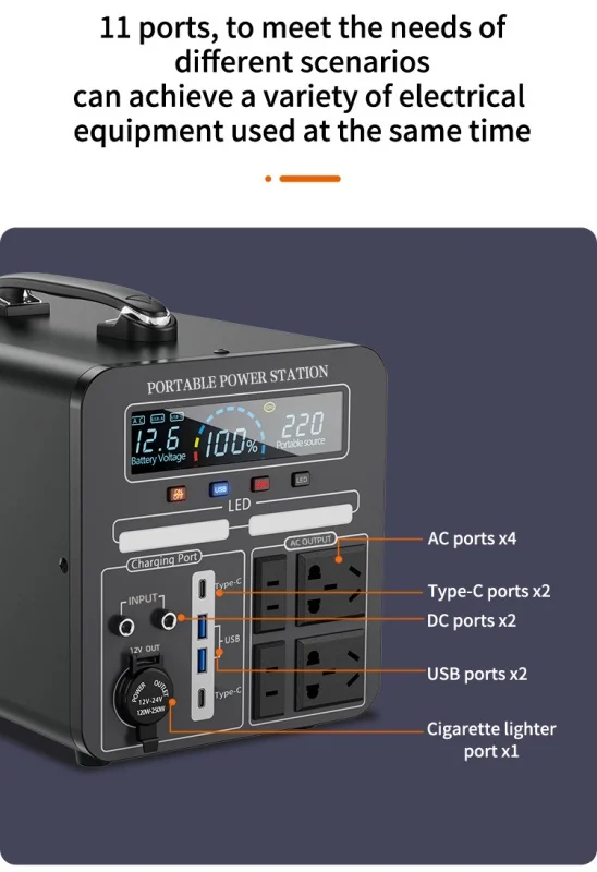 High-quality 1000-watt portable power station Lifepo4 battery solar panel generator home camper with controller view 4