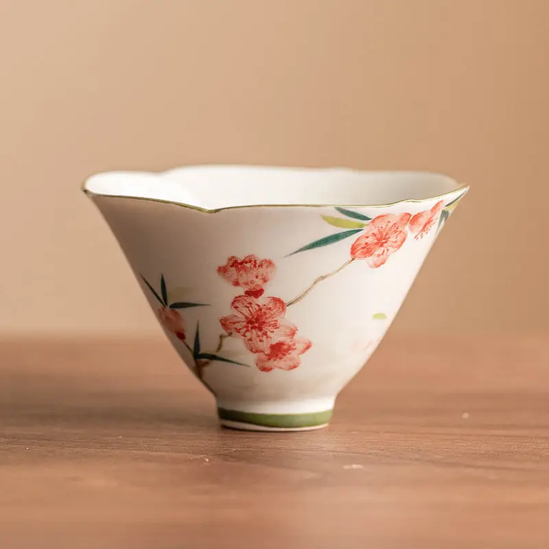 

Hand Drawn Peach Blossom Hat Cup, Kung Fu Tea Cup, Ceramic Tea Cup