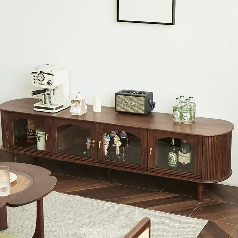 

Nordic retro black walnut TV cabinet modern simple small apartment living room storage cabinet