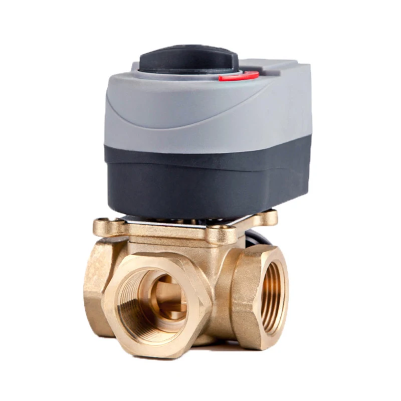 T type motorized ball valve thermostatic brass mixing valve thermostat valves 3 way valves Floor heating system