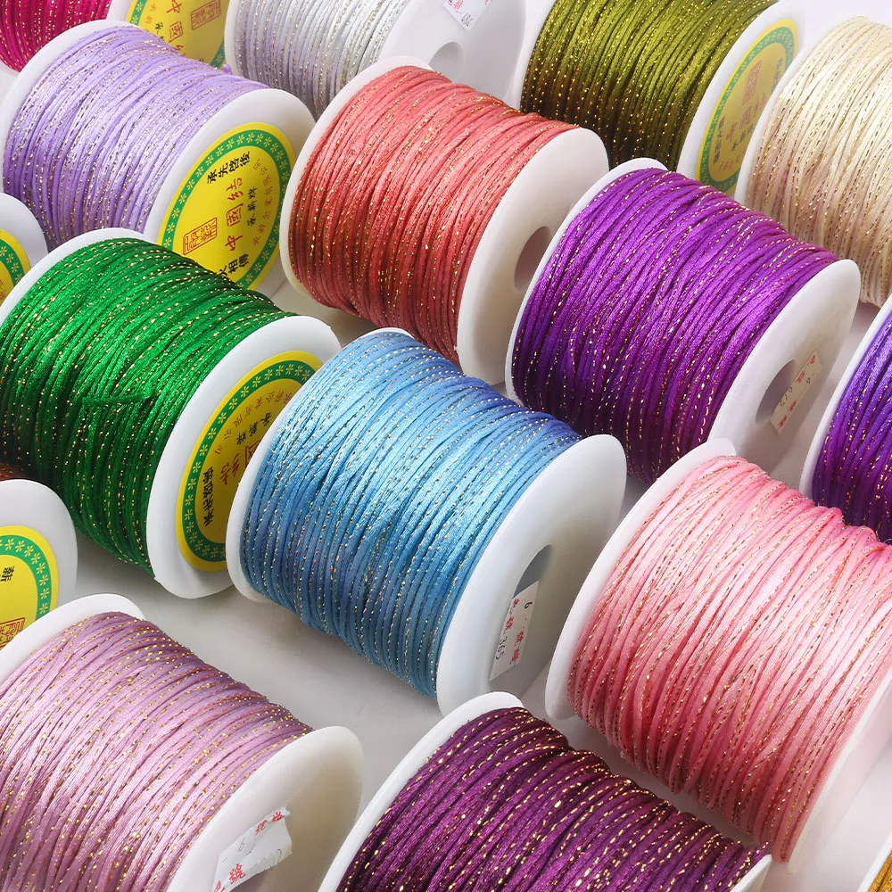 

100 Yards Gold Threads Colored Iridescent Braiding Rope Jewelry-Making Materials for Bracelets Handwoven Accessories
