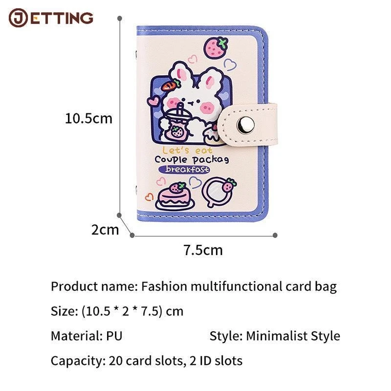 Tarjetero de piel sintética con diseño de oso Kawaii, tarjetero pequeño portátil con varios compartimentos para tarjetas de crédito, identificación de negocios, 1 unidad