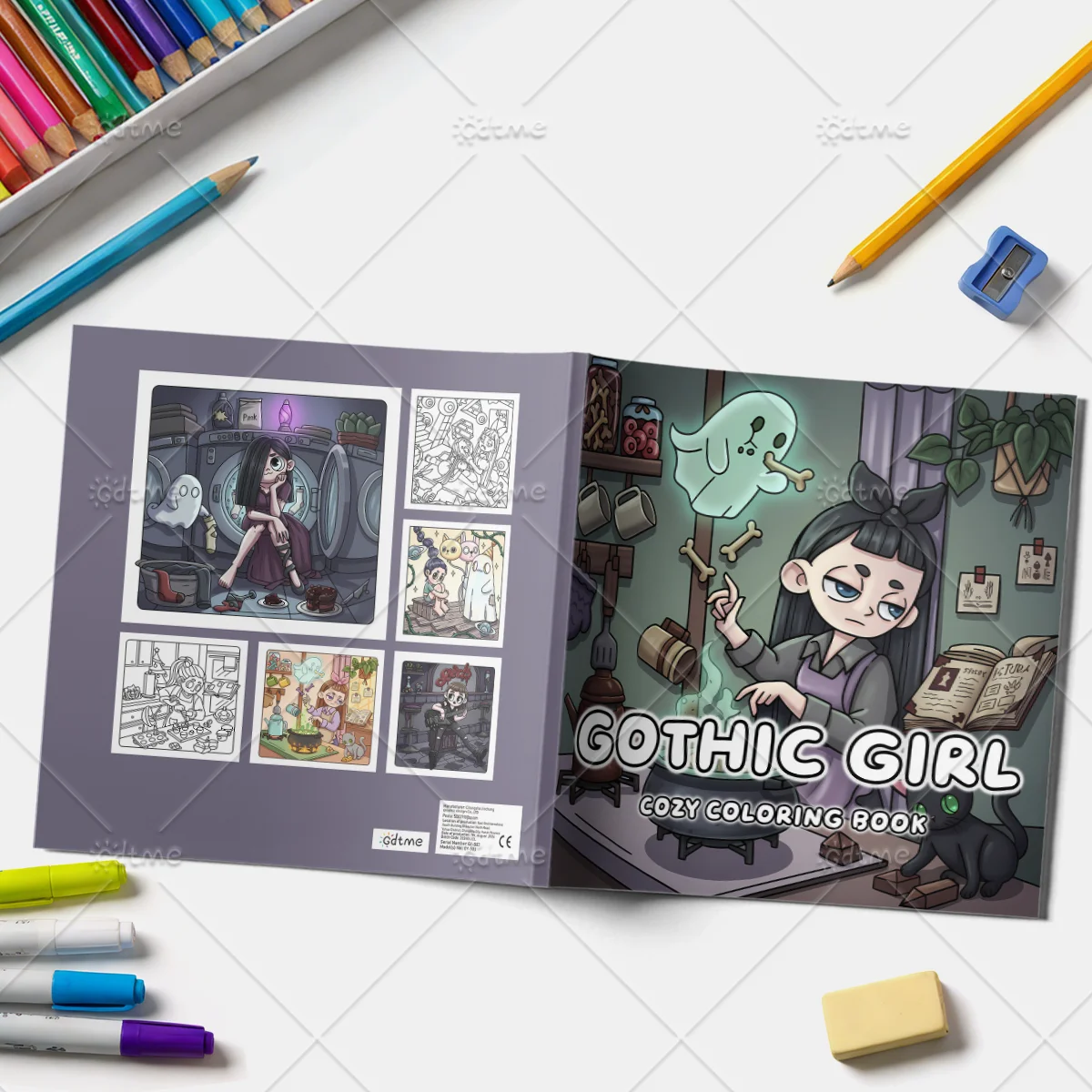 GOTHIC GIRL Malbuch für Erwachsene mit einfachen Cartoon-Mustern zur Entspannung, DIY-Mal- und Zeichenbücher für Teenager – Detail 2