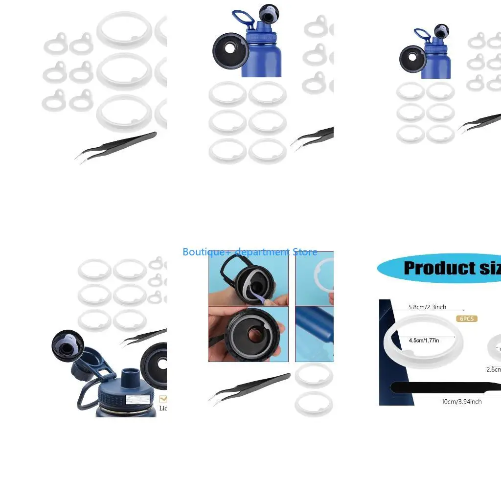 E1PD 13pcs Leak Proof Silicone Seals for Water Bottle Easy to Install Spout Lid Rings