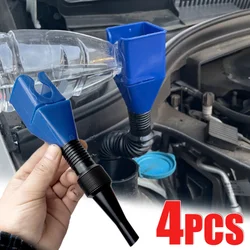 1-4pcs Car Telescopic Refueling Funnels Portable Small Plastic Funnel Car Motorcycle Engine Oil Filling Funnel Tools
