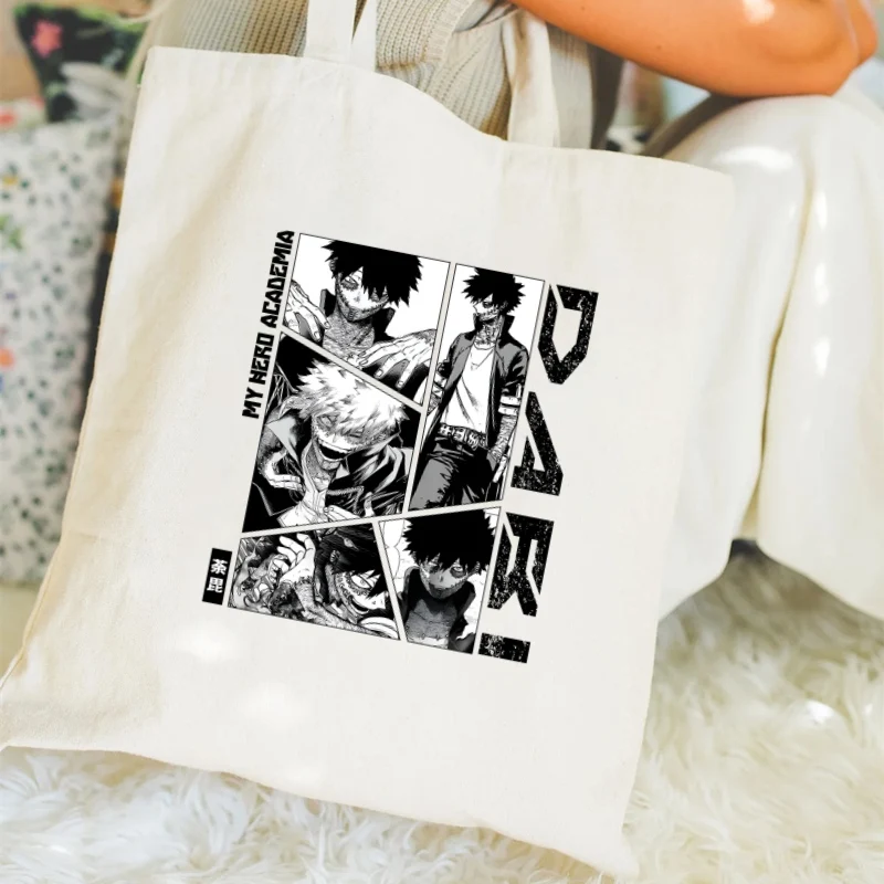 Anime My Hero Academia Todoroki Bakugou Deku Tote Bag Unisex Canvas Bags Shopping Bags Printed Casual Shoulder Bag