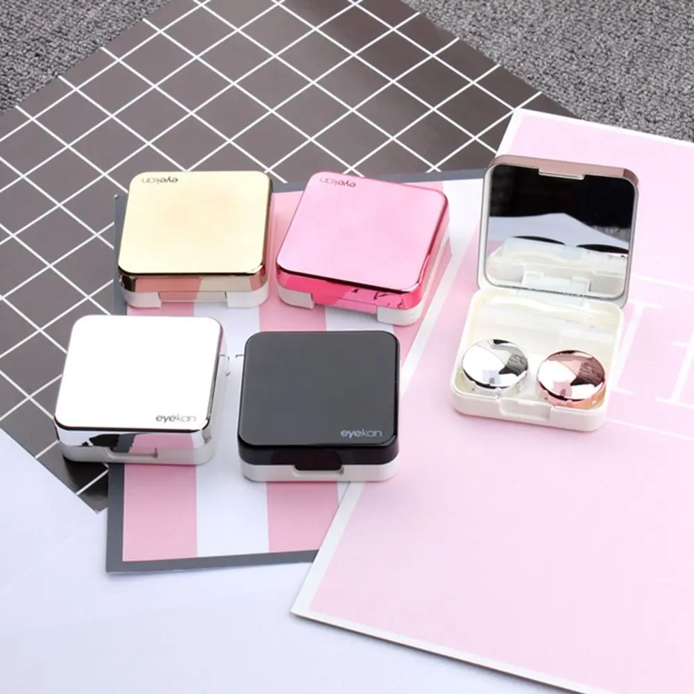 

Fashion Mini Travel Holder Mirror Lens Case ABS Plastic Soaking Storage Contact Lens Box