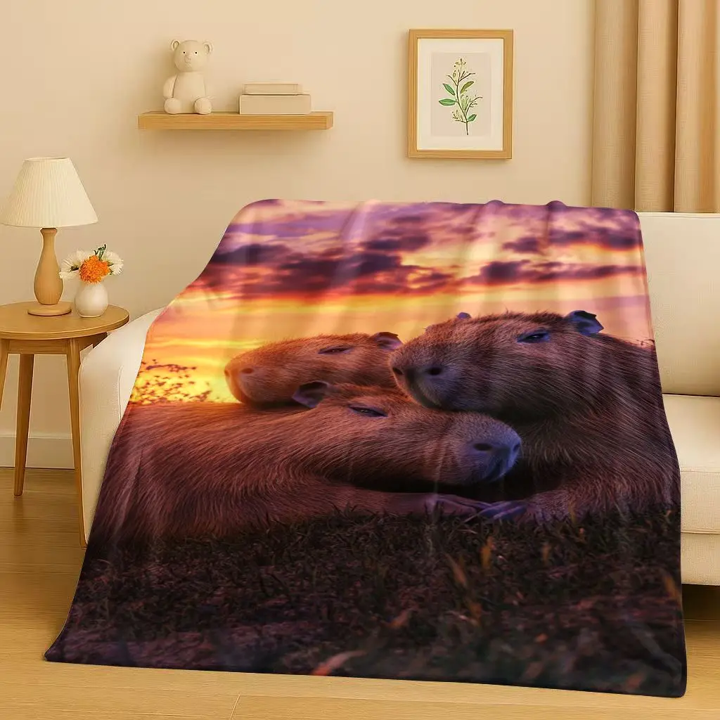 

Kawaii Capybara Cartoon Flannel Blanket,Ultra Soft Warm Plush Throw for Home Bedroom Bed Sofa Cover Office Travel Camping Gift