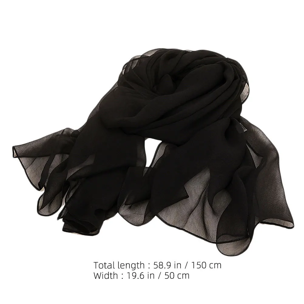 Bufanda de Color sólido, capa de baile con protección solar, chal negro de 160x50cm para mujer, bufanda doble, bufandas con protección solar para viajes familiares