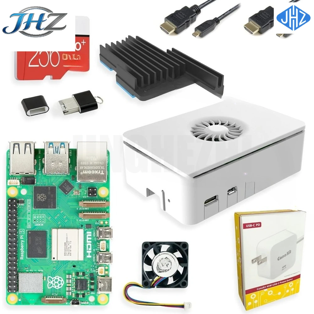 JHZ for Upgraded version Raspberry Pi 5 Starter Kit MAX - Turbine White (256 GB Edition) (8GB RAM),Hot-Sell!