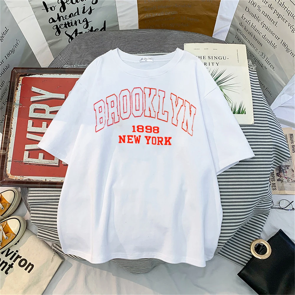 Women T-Shirt New York Print Letter T Shirt Women Streetwear Tops Female T-Shirt Leisure Fashion Aesthetic T Shirt Lady Tees