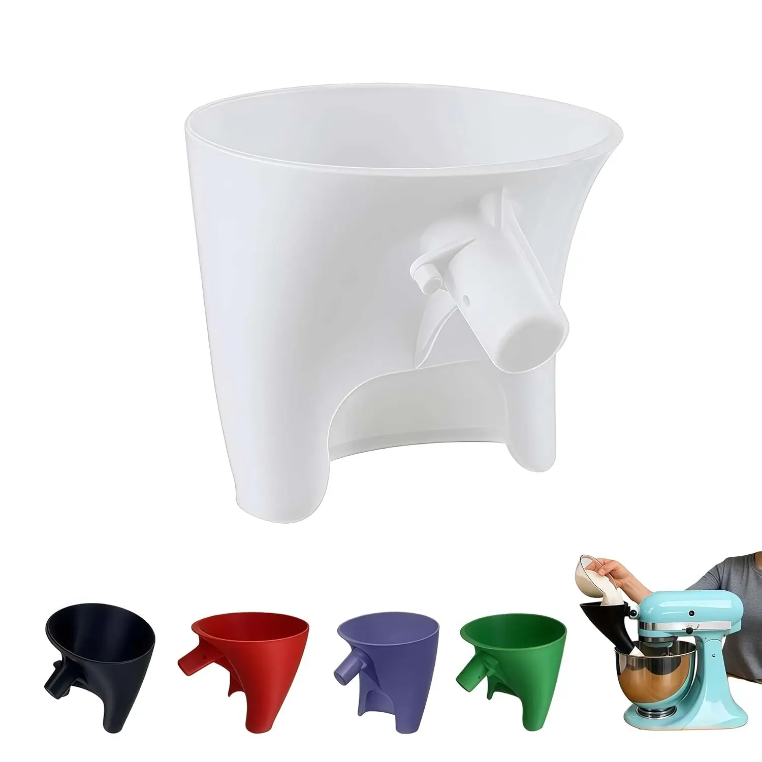 Flour Funnel for KitchenAid Mixer 5 Qt Anti-Splash Attachment for Tilt-Head Stand Mixer 4.5 & 5 Quart (KSM150) Dishwasher Safe
