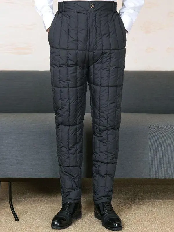 

Loose Fit down Cotton Pants for Middle-Aged And ly Men Double Zipper Warm Winter Trousers Youthful Sle Long Pants