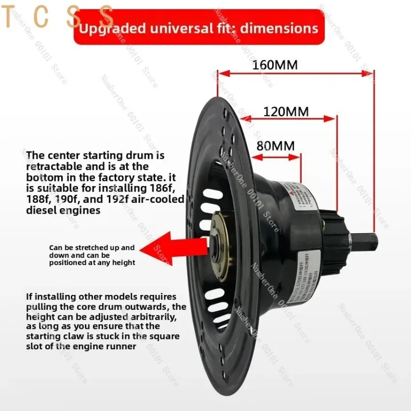 Hand Pull Starter Air Cooled Micro Tiller Spare Parts For 170F 173F 186F 188F Engines
