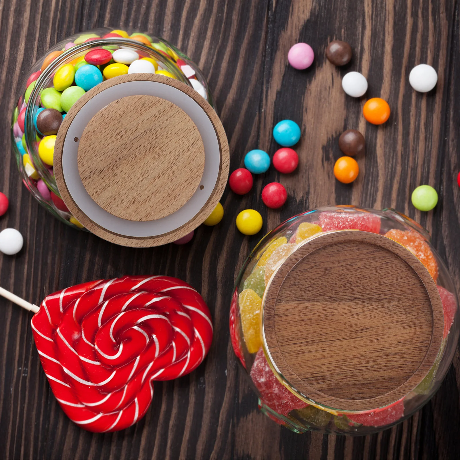 

4pcs Sealing Acacia Wood Jar Lids Wide Mouth Airtight Glass Container Covers For Food Storage Spice Tea Canning Replacement