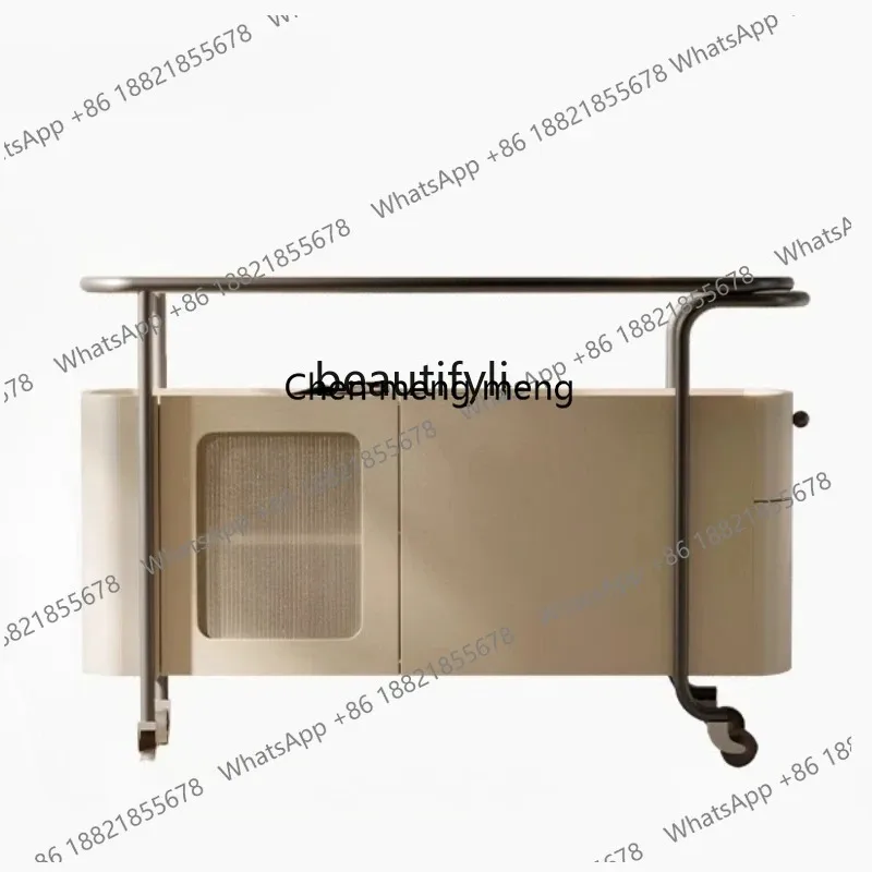 03 Cream wind movable side several long narrow sofa side cabinet, designer creative cart advanced sense