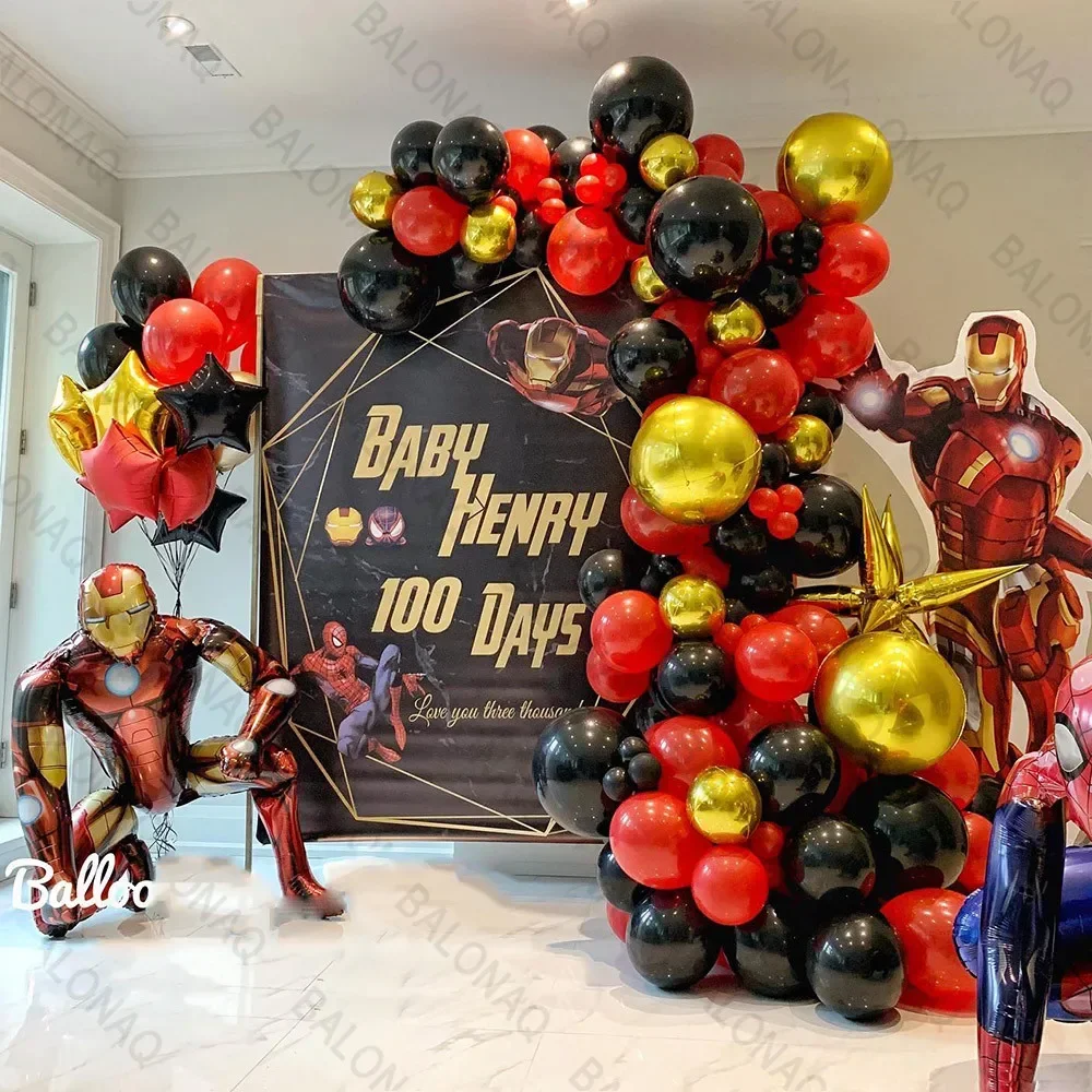 

95pcs Iron Man Balloon Boy Birthday Party Supplies Hero Theme Balloon Baby Shower Home Garden Room Decorations