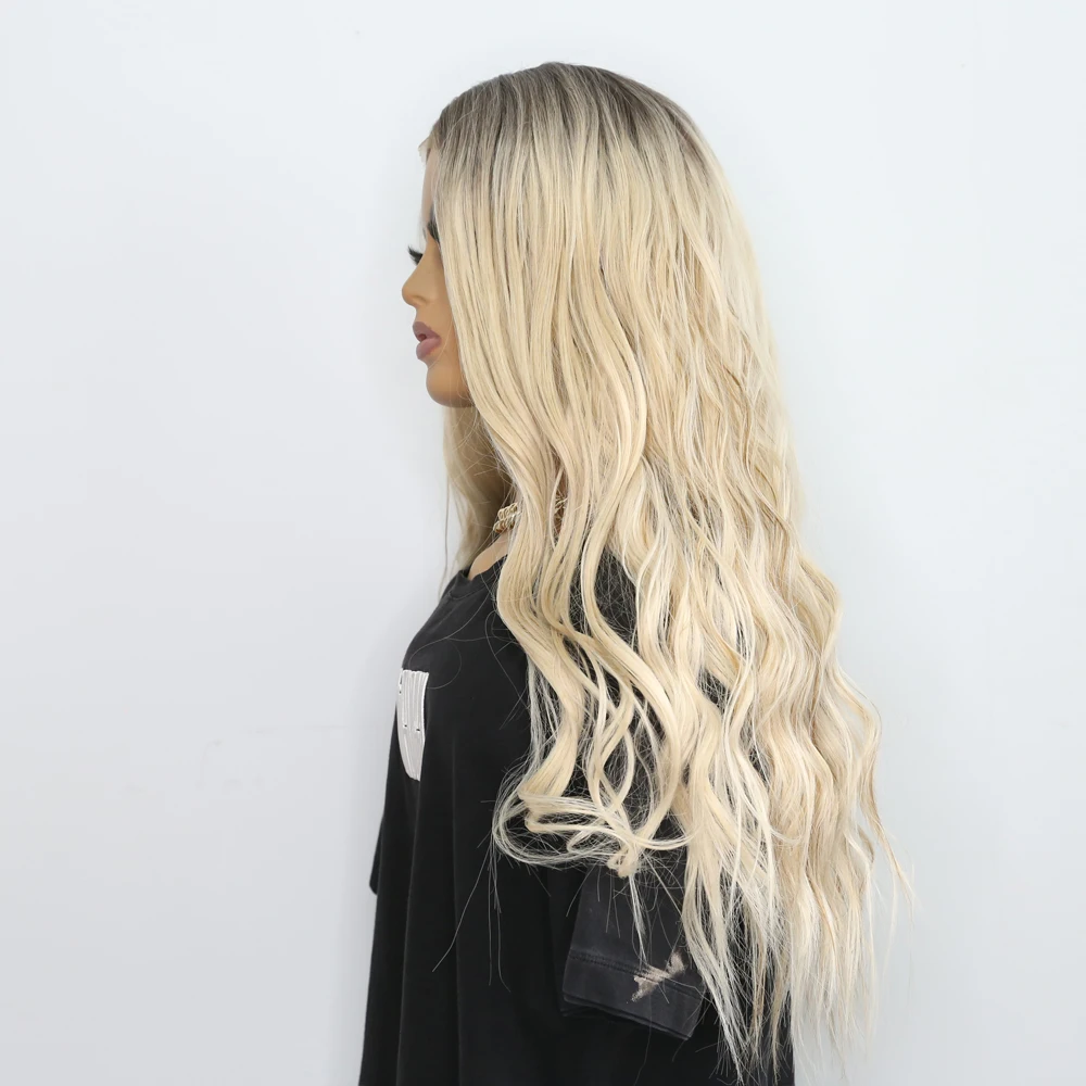 Sivir Synthetic Lace Wigs For Women Ombre Blonde Wig Cosplay Lolita Long Wavy Natural High Quality Hair Heat Resistant Use Daily