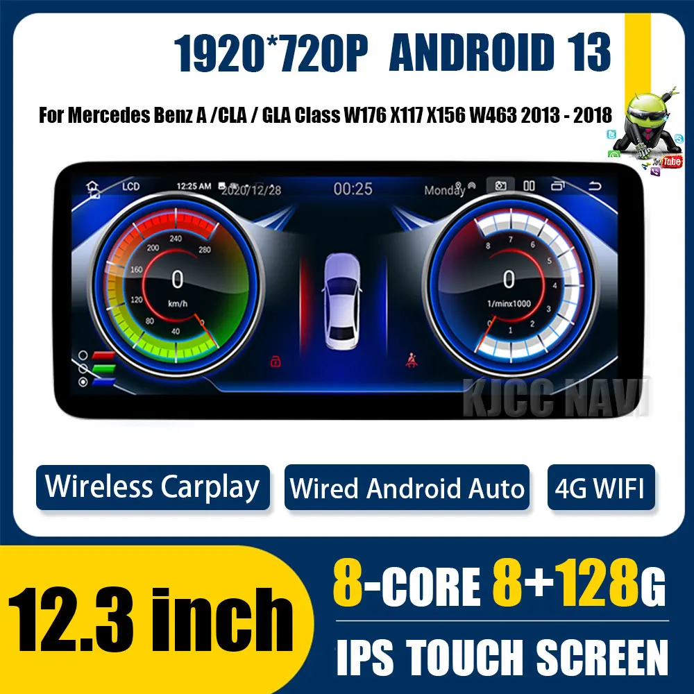 Android 13 Carplay Car Multimedia Player For Mercedes Benz A / CLA / GLA Class W176 X117 X156 W463 2013 - 2018 WIFI 4G GPS Navi