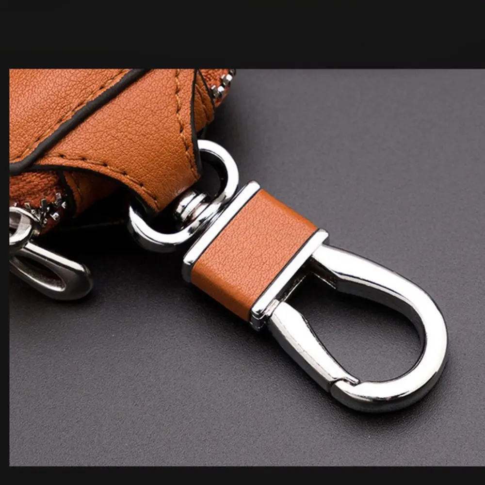 Car Keychain Covers Men Key Holder Leather Car Key Wallets Housekeeper Keys Organizer Zipper Key Case Bag Unisex Pouch Purse