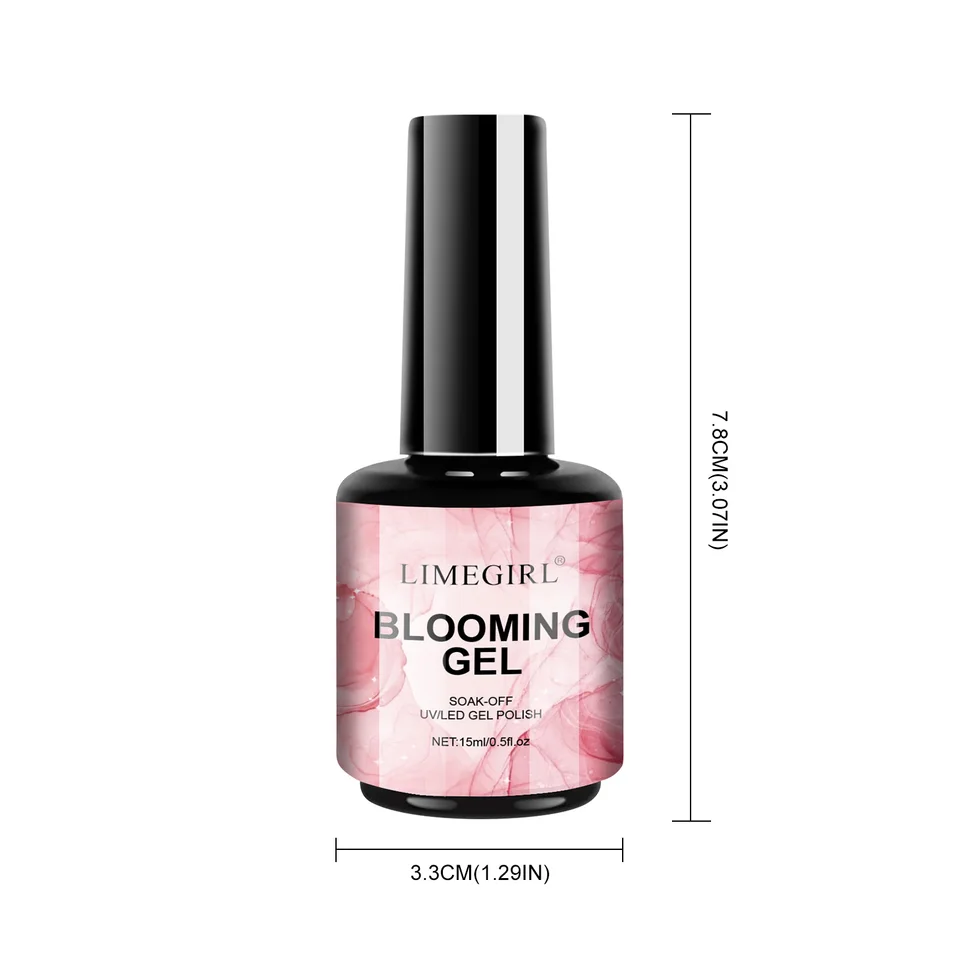 Esmalte en gel de floración LIMEGIRL 15ML UV removible con remojo, efecto de extensión de mármol y floración, esmalte en gel transparente funcional para arte de uñas 6