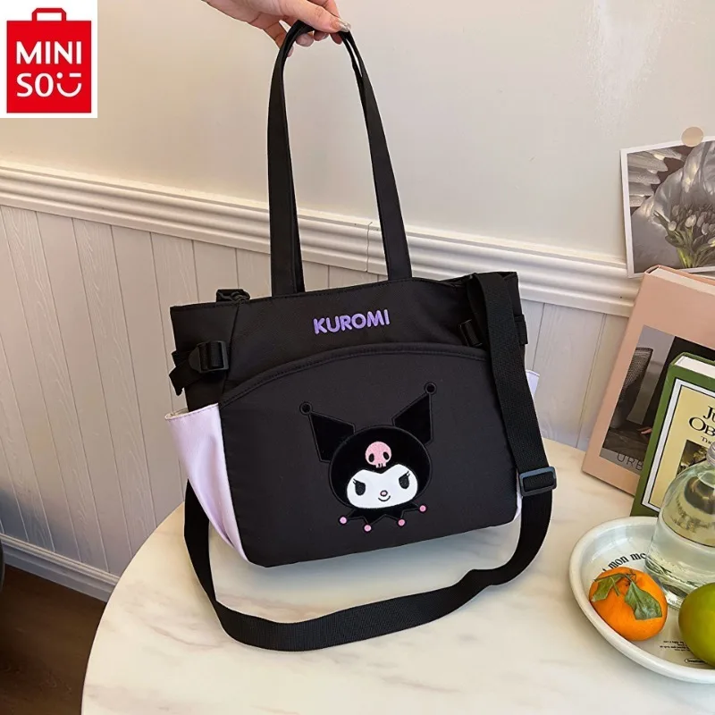 

MINISO Hello Kitty Kuromi Large Capacity Women's Handheld Crossbody Bag Student High Quality Casual Multi functional Storage Bag