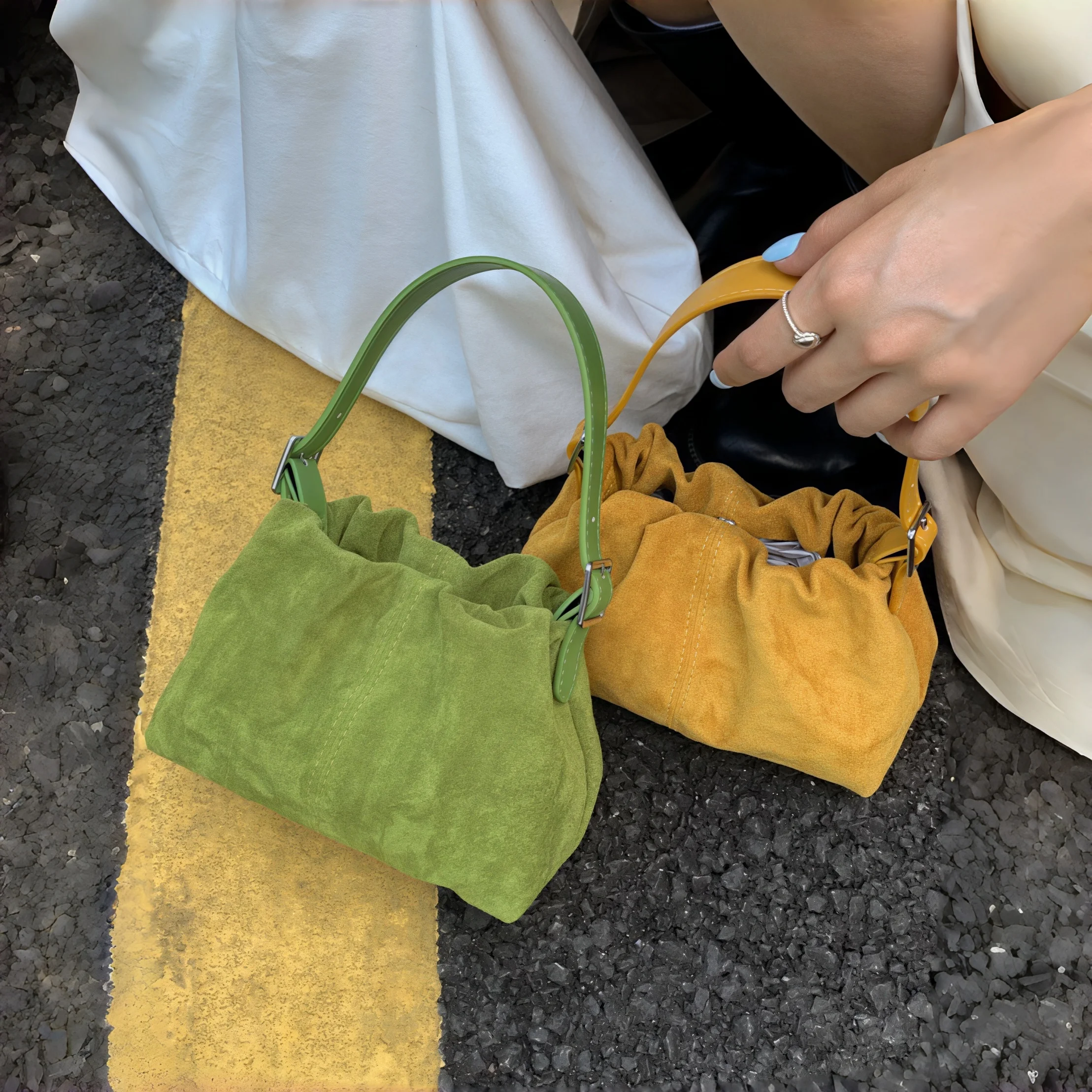 Women Crossbody Bag Adjustable Strap Women Suede PU Leather Shoulder Handbags Bucket Bags for Travel Work 2026 Autumn and Winter