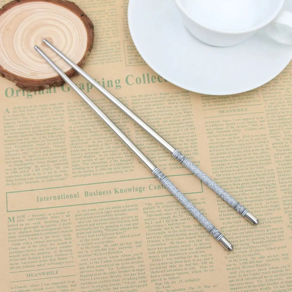 5 Pairs Chinese Chopsticks Stainless Steel Non-slip Sushi Chopstick Korean Japanese Food Metal Sticks Kitchen Tableware Set