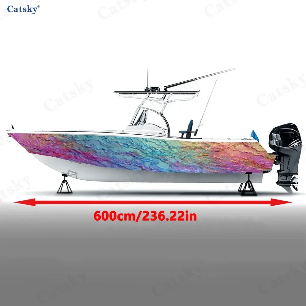 Colorful Texture Rainbow Beautiful Charming Boat Sticker Vinyl Ship Pontoon Deck Boat Fishing Decorative Pontoon Boats Decal