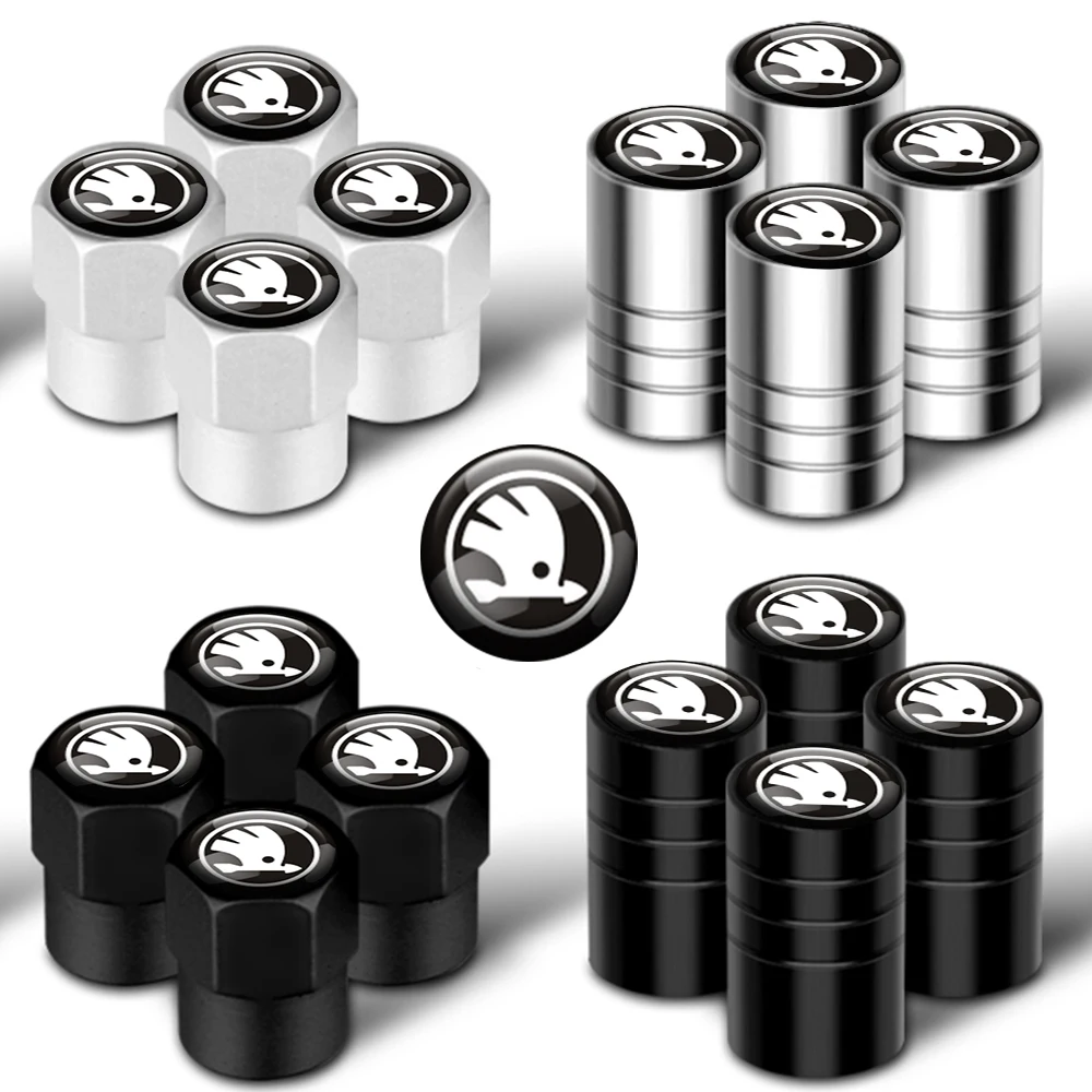 4pcs Metal Car Wheel Tire Valve Caps Stem Case Covers Accessories For Skoda S Kodiaq Octavia 2 3 Yeti Karoq Rapid Fabia VII A5