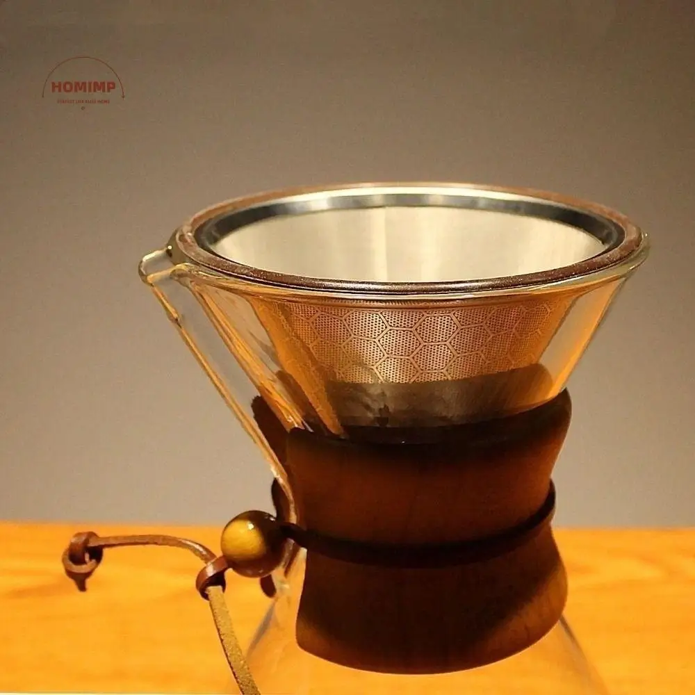 

Stainless Steel Coffee Filter Rubber Ring V Shape Coffee Dripper Cone Funnel 600 Mesh Hand Coffee Funnel Coffee Maker