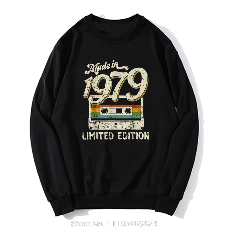 Vintage 1979 Limited Edition Birthday Hoodies Gifts Cotton Tops Men's Graphic Sweatshirt Clothes Pullover Oversized Streetwear