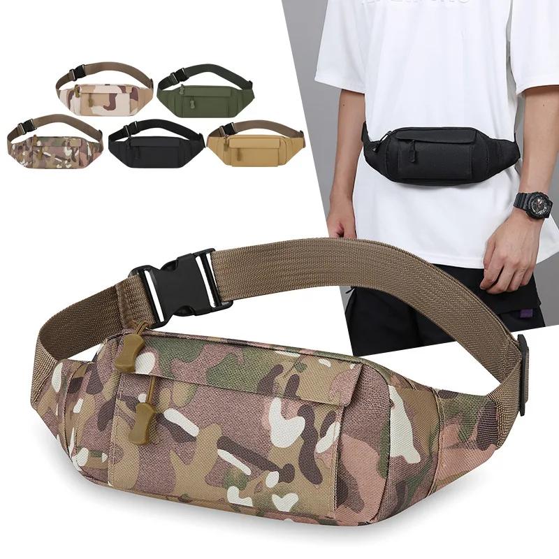 

Waterproof and wear-resistant Oxford fabric men's waist bag, mobile phone storage, cycling chest bag, camouflage men's bag
