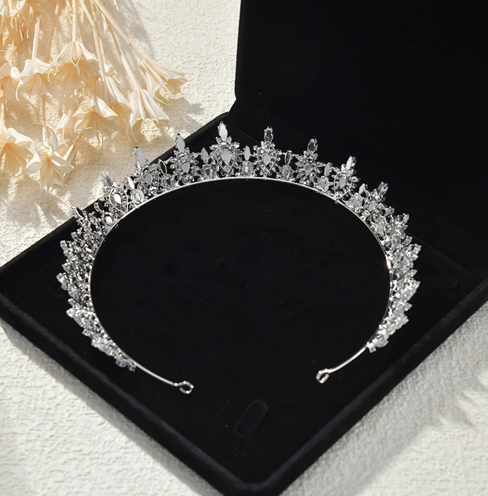 الأميرة الملكة تاج ل خوذة الزفاف زركون الزفاف Headbands تيارا تاج للنساء 15 سنة حفلة موسيقية غطاء الرأس #4