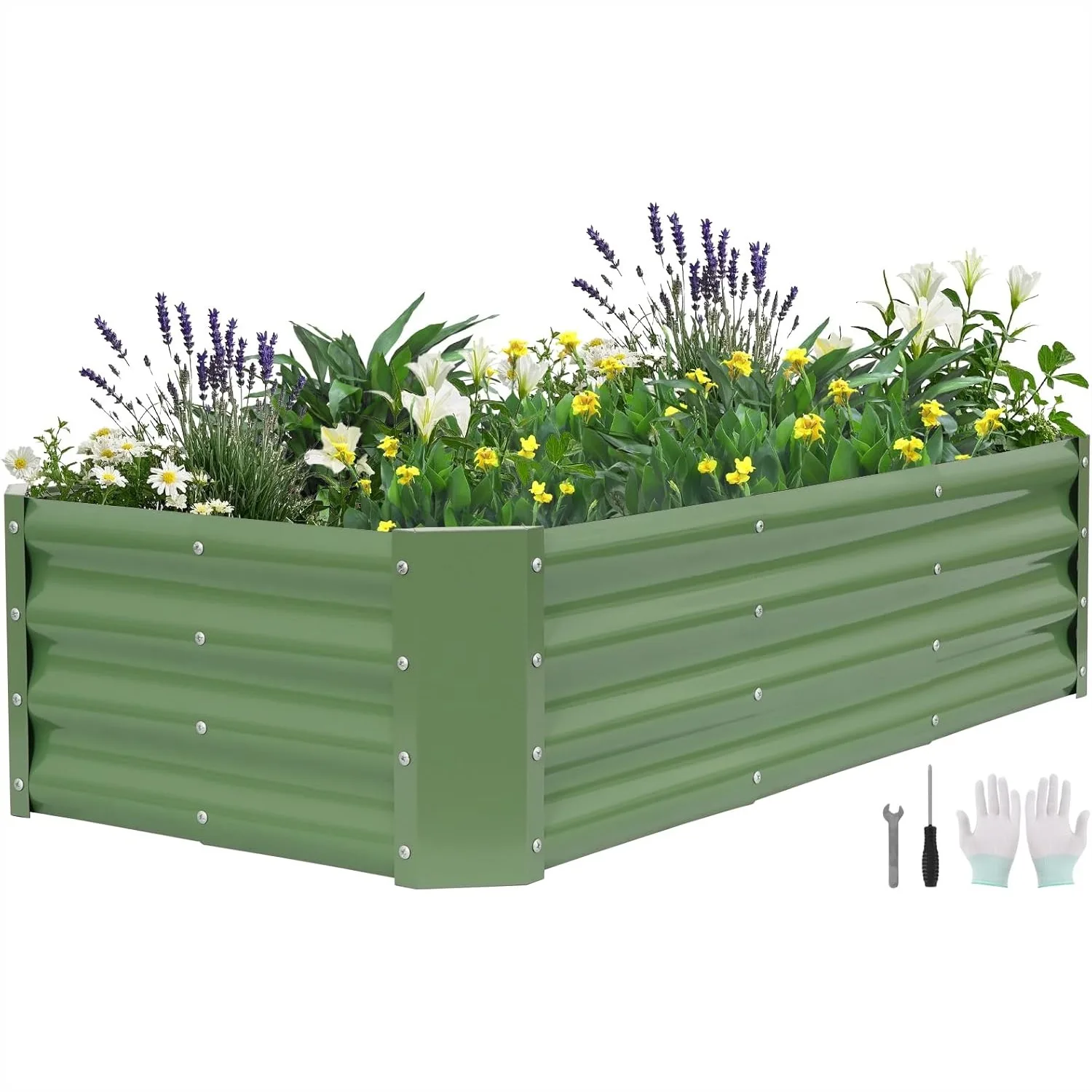 

Galvanized Raised Garden Bed 4x2x1ft Metal Planter Box Outdoor, Steel Raised Bed Kit with Bracing Rods & Gloves for Vegetables