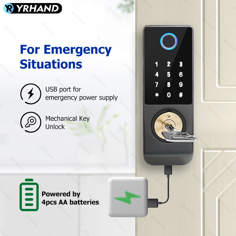 Imagem -02 - Ttlock Yrhand Impressão Digital Wifi à Prova Dágua Portão ao ar Livre Dupla Senha Trabalhar com Alexa Cartão Rfid Keyless Smart Door Lock