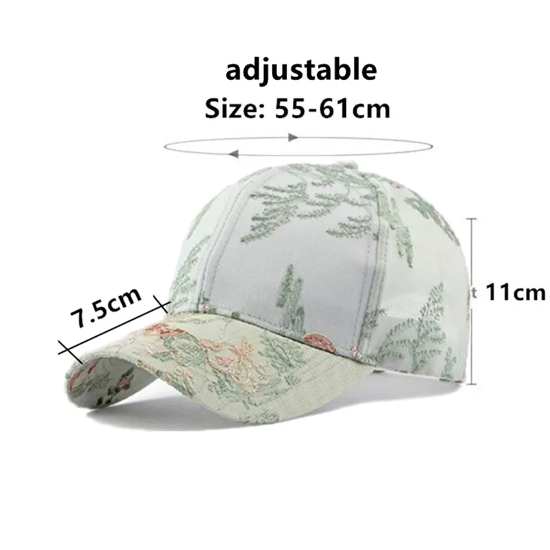 New Summer Women's Hats Silk Mesh Breathable Baseball Caps Personality Embroidery Hardtop Sunscreen Traveling Hat Snapback Cap