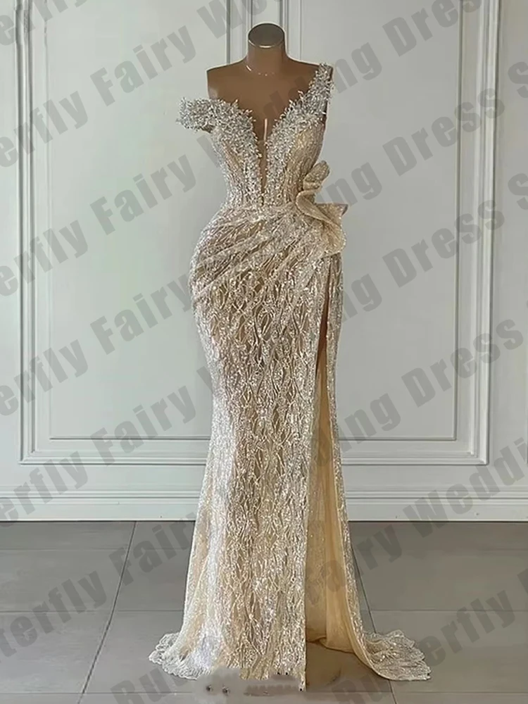 Luxury Glitter Women's Evening Dresses Mermaid Sexy Off Shoulder Princess Ball Gowns Arab Dubai Formal Beach Party Customized De image 3