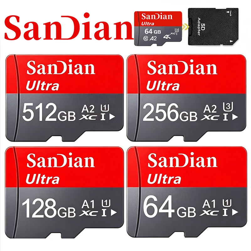 Top SD Cards 64GB 512GB 256GB Micro TF SD Card Memory Card TF Cards 8K V60 for GPS/E-Reader/Router/MP4 Player/Sport Camera