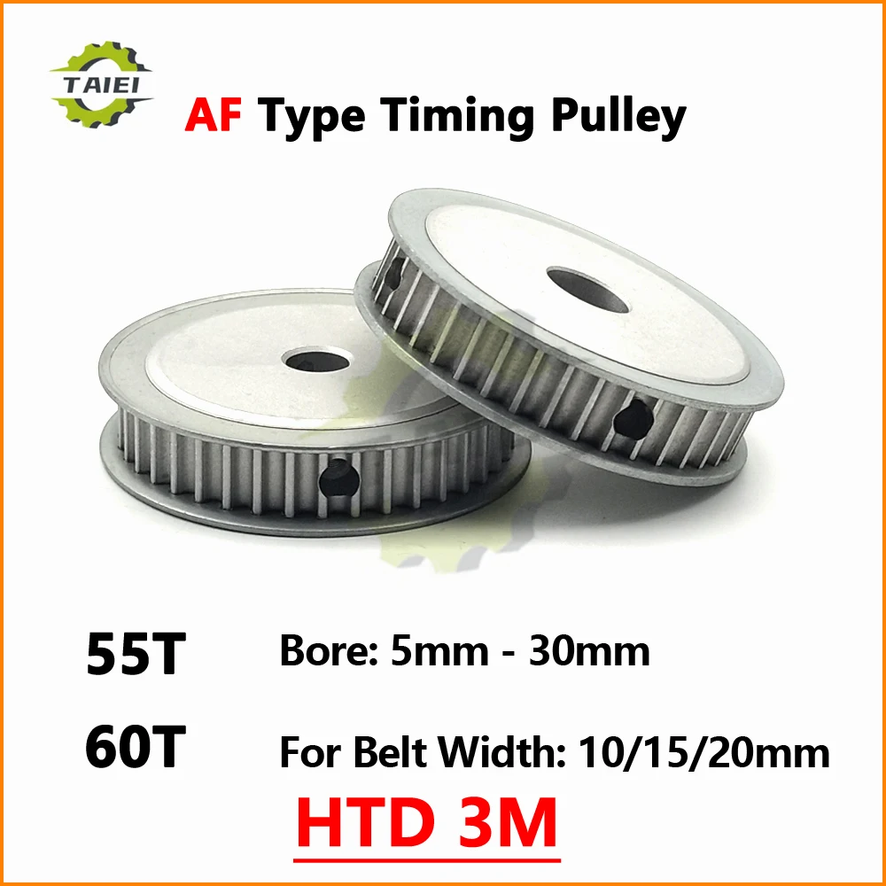 

HTD 3M Synchronous Pulley 55 60 Teeth Keyway Bore 5mm-30mm For Belt Width 10/15/20mm 3M 60Teeth Timing Wheel Drive Gear Sheave
