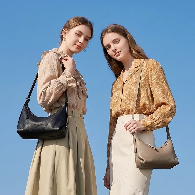 Zency Genuine Leather Women Versatile Designer Hobo Handbag Ladies Large Shoulder Bag Crossbody for Work Shopping Medium Bags