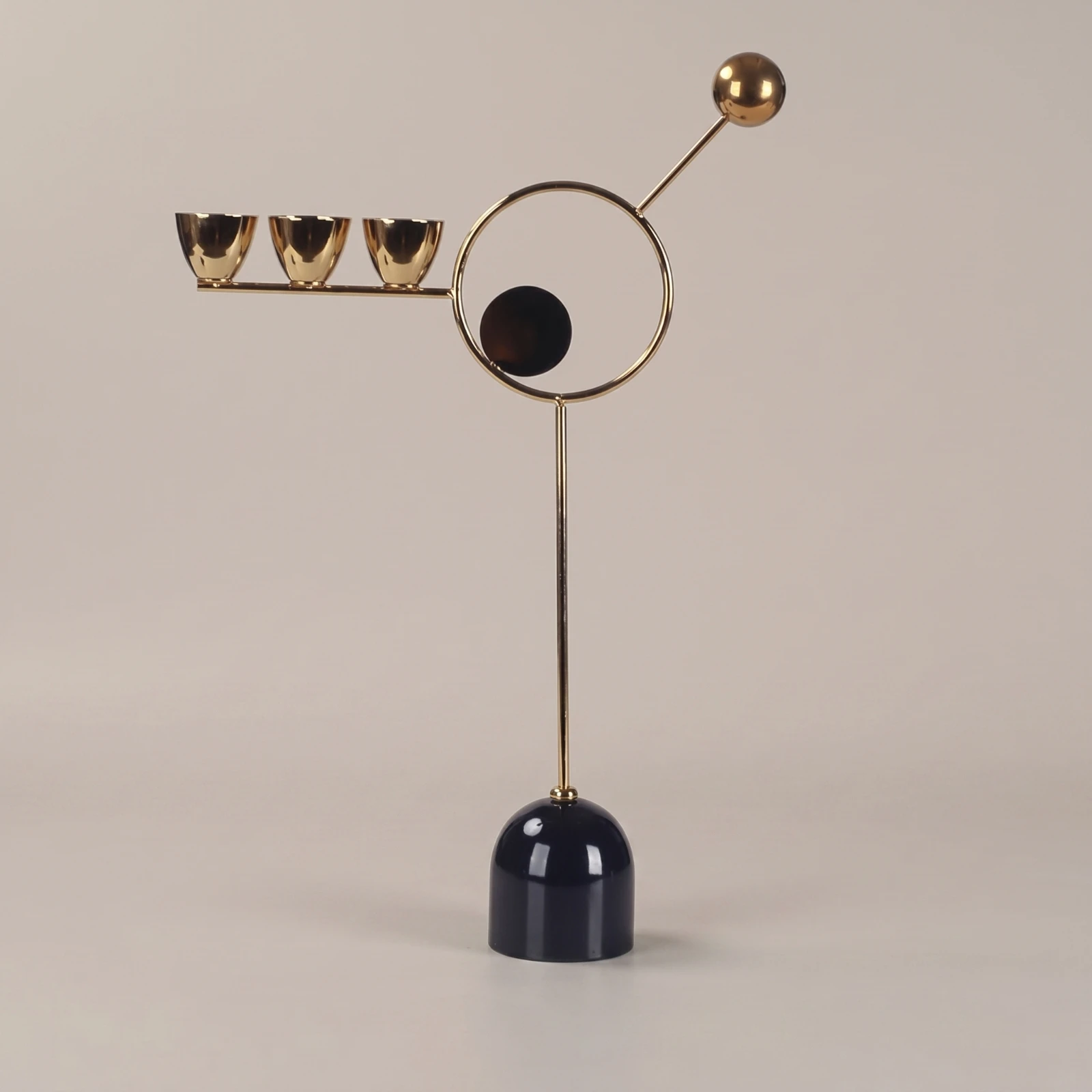 Geometric Candle Holder Abstract Candle Holder with Metal Frame Decorative for Living Room, Dining Table view 3